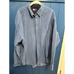 VTG Tommy Hilfiger Blue Solid Pocket Button Down Shirt Men's Extra Large 90s